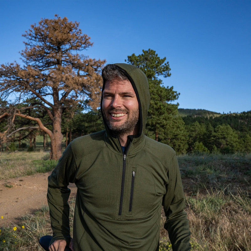 Load image into Gallery viewer, Microweight - Men's Wool 1/4 Zip Sun Hoodie Woolverino