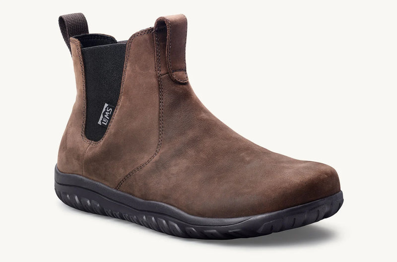 Load image into Gallery viewer, Brown Lems Chelsea boot with a black sole
