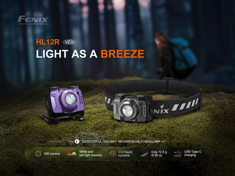 Load image into Gallery viewer, Fenix HL12R V2 Ultralight Outdoor Rechargeable Headlamp