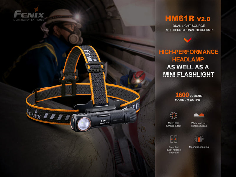 Load image into Gallery viewer, Fenix HM61R V2 Rechargeable LED Headlamp - 1600 Lumens