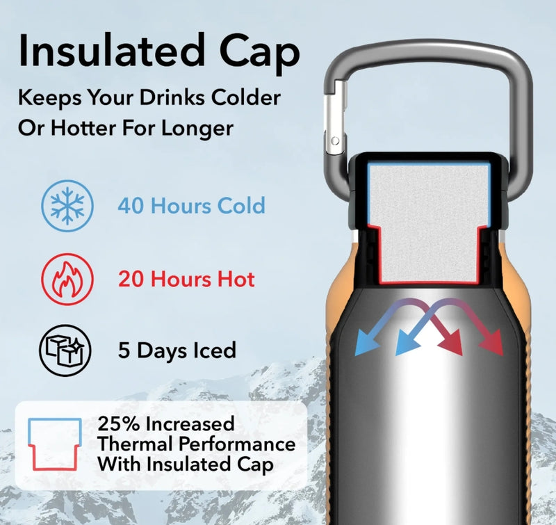 Load image into Gallery viewer, Nuataaq Carabiner water bottle with clip cap