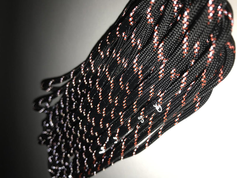 Load image into Gallery viewer, 550 Paracord with Reflective Tracer, 35 ft, Black/Orange
