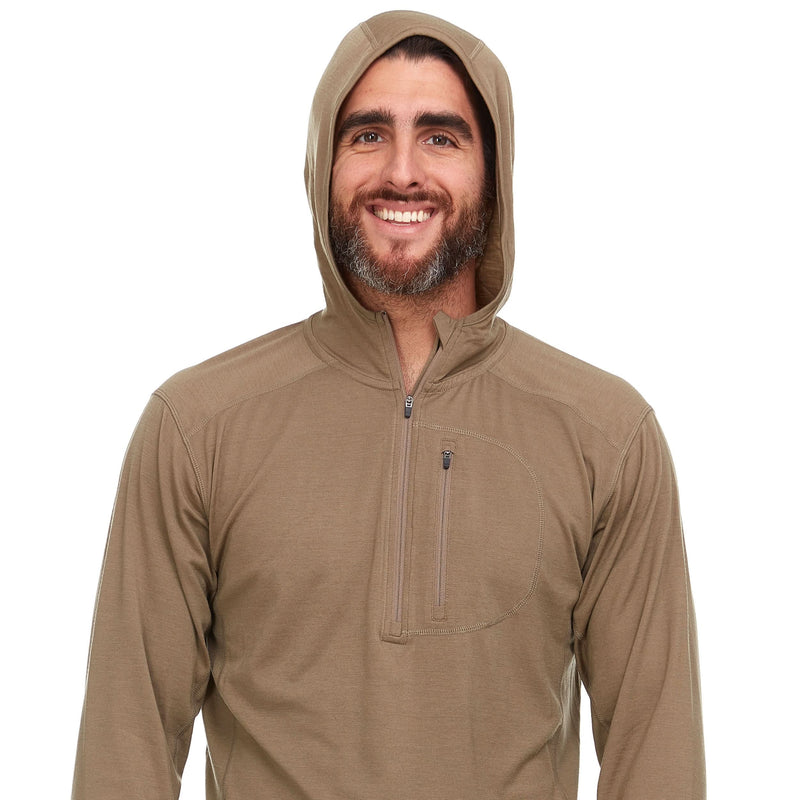 Load image into Gallery viewer, Microweight - Men's Wool 1/4 Zip Sun Hoodie Woolverino
