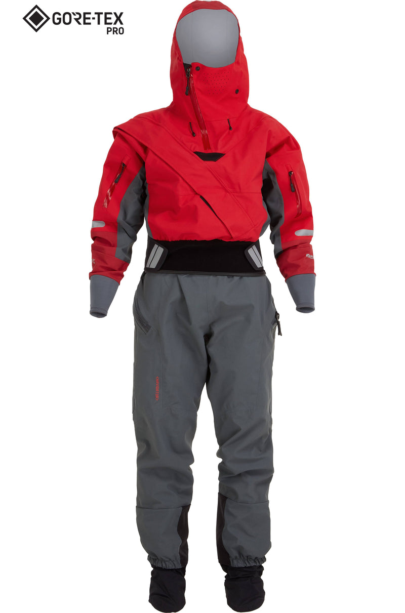 Load image into Gallery viewer, NRS Women's Navigator GORE-TEX Pro Semi-Dry Suit - Closeout - Red

