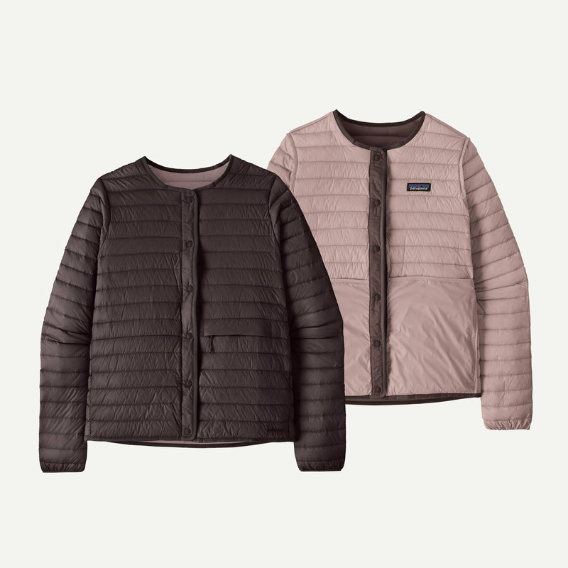 Load image into Gallery viewer, Patagonia Women's LW Reversible Down Sweater Cardigan - Den Brown
