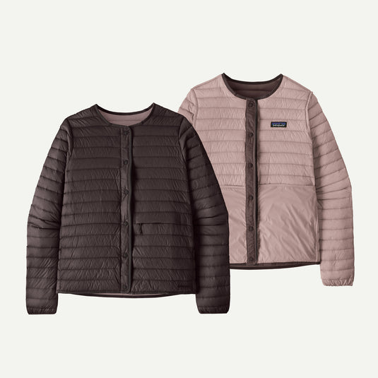 Patagonia Women's LW Reversible Down Sweater Cardigan - Den Brown