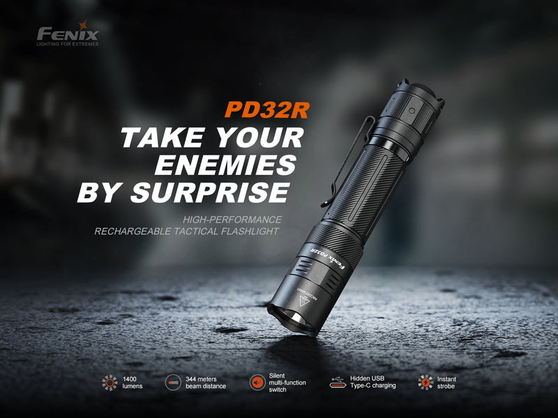 Load image into Gallery viewer, Fenix PD32R Rechargeable Silent Switch LED Flashlight
