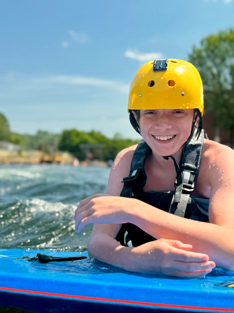 Taking a break in between surfs at Franklin's whitewater park