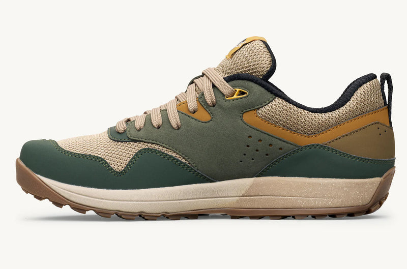 Load image into Gallery viewer, Multicolor sneaker with green, beige, and brown accents on a white background
