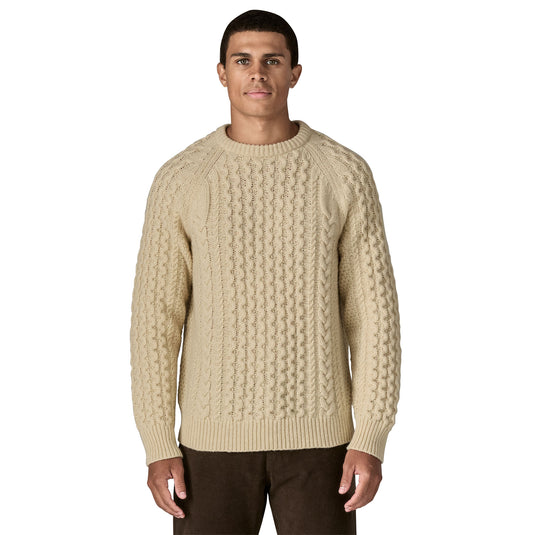 Recycled Wool-Blend Cable Knit Crewneck Sweater