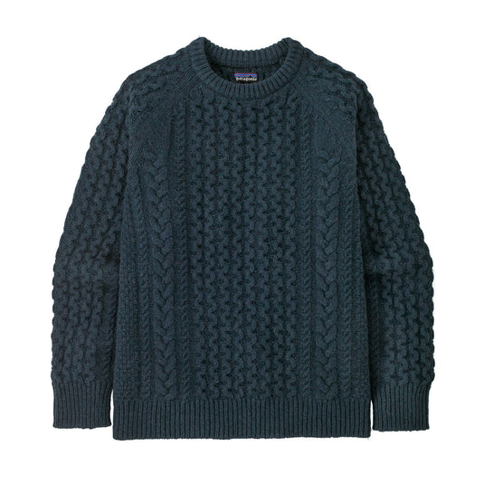 Recycled Wool-Blend Cable Knit Crewneck Sweater