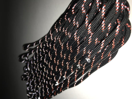 550 Paracord with Reflective Tracer, 35 ft, Black/Orange